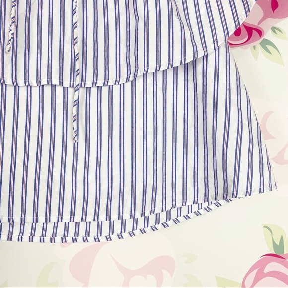 J.O.A. Stripe Cold Shoulder Lace Up Front Summer Top S - Picture 6 of 11